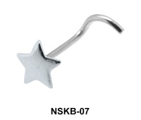 Solid Star Shaped Silver Curved Nose Stud NSKB-07